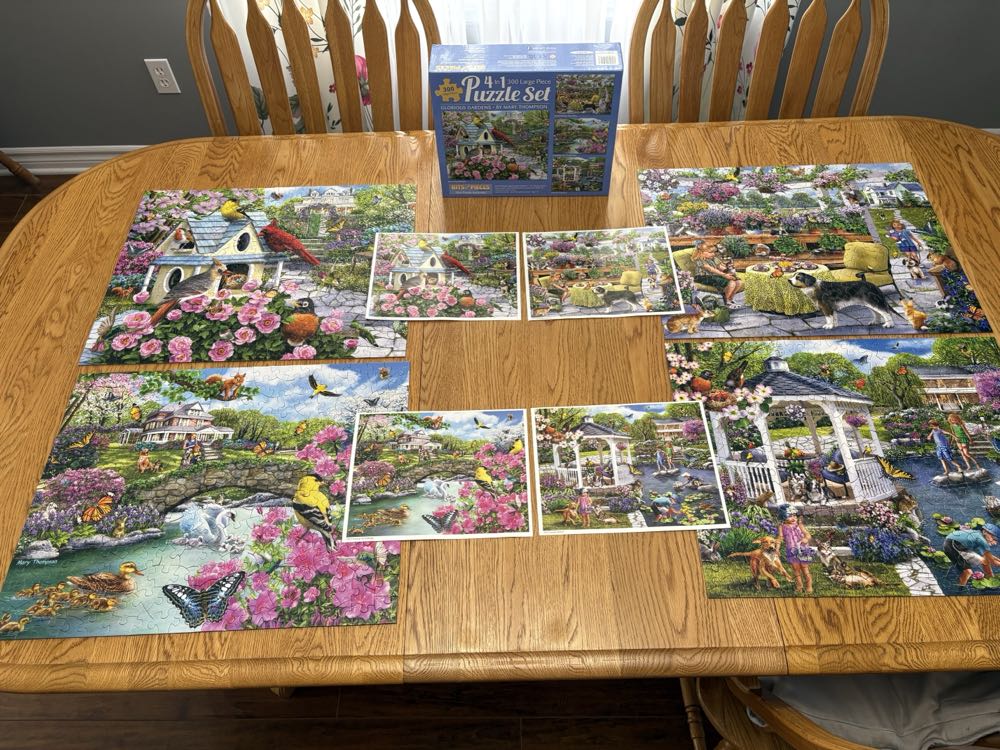 Glorious Gardens 4 In 1 - Bits & Pieces puzzle collectible [Barcode 192949059093] - Main Image 2