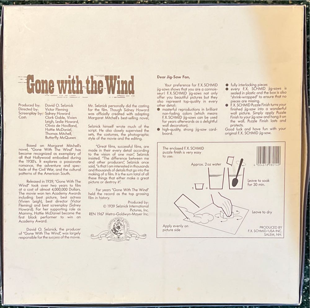 Gone With The Wind - FX Schmid puzzle collectible [Barcode 4004618980149] - Main Image 2