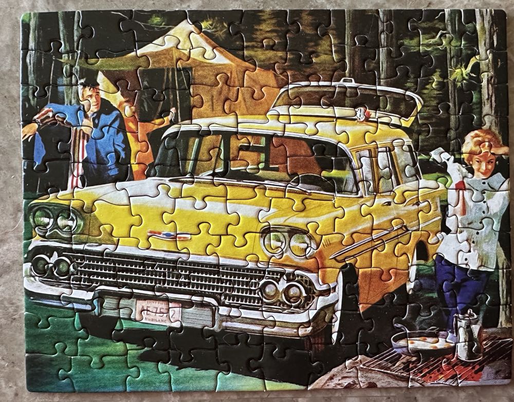 Car Camping GM 1958 Brookwood Wagon - New York Puzzle Company puzzle collectible [Barcode 819844011888] - Main Image 3