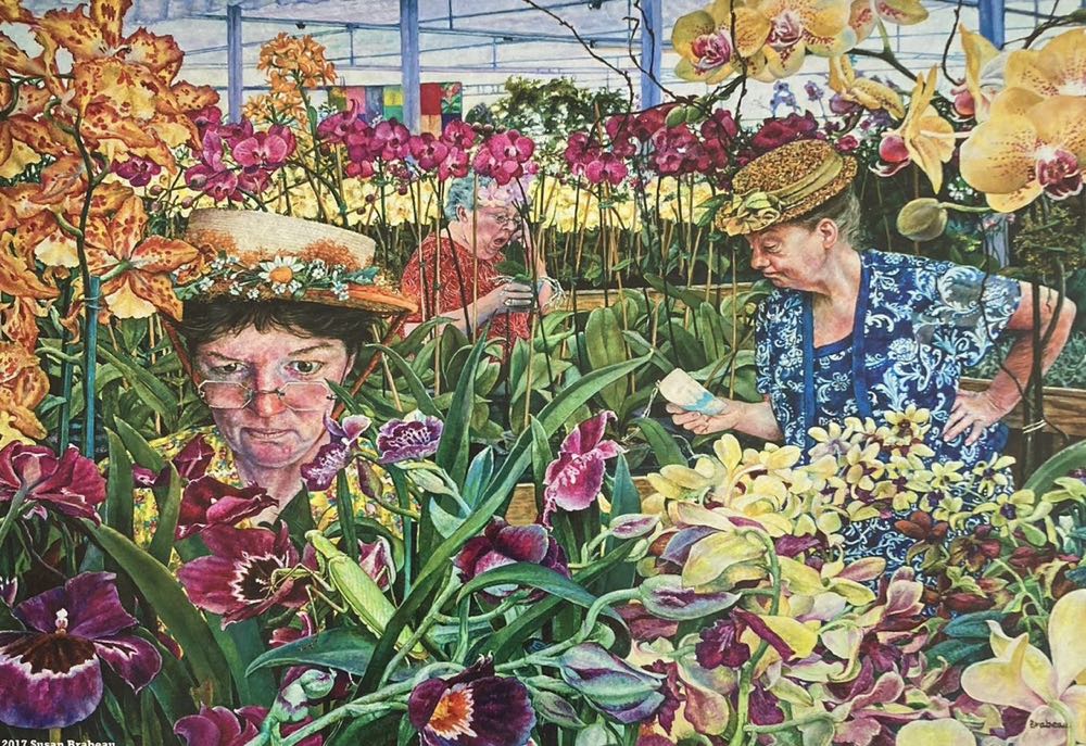 Orchids With Mantis - SunsOut puzzle collectible [Barcode 796780442726] - Main Image 2