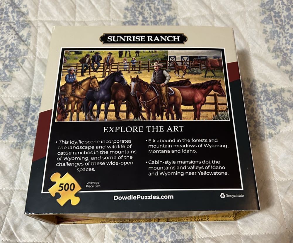 Sunrise Ranch - Give To Holly Johnston - Dowdle Folk Art puzzle collectible [Barcode 671095005487] - Main Image 4