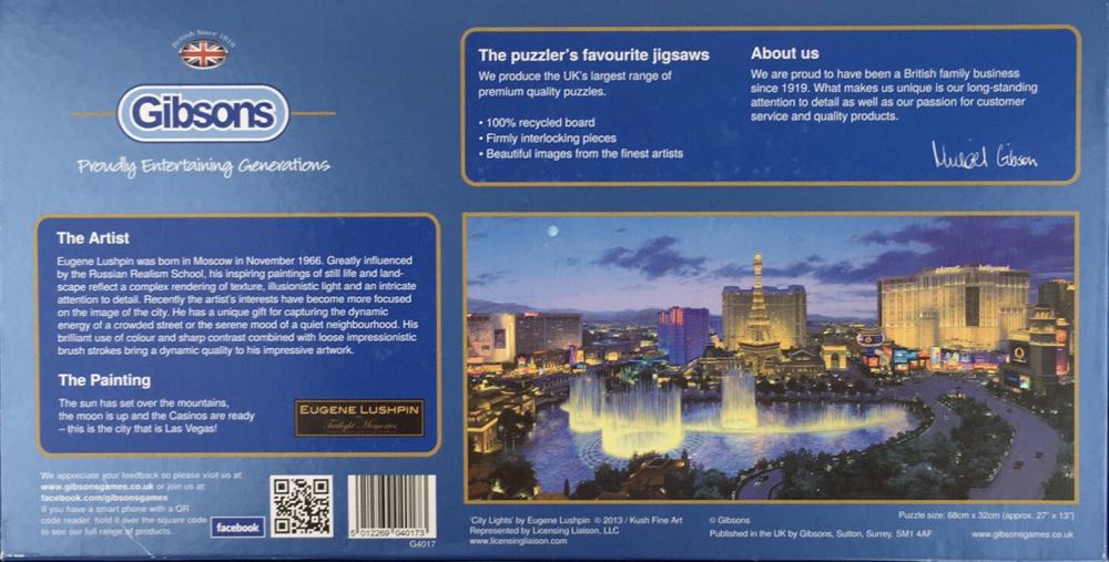 Las Vegas Lights - Gibsons puzzle collectible [Barcode 5012269040173] - Main Image 4