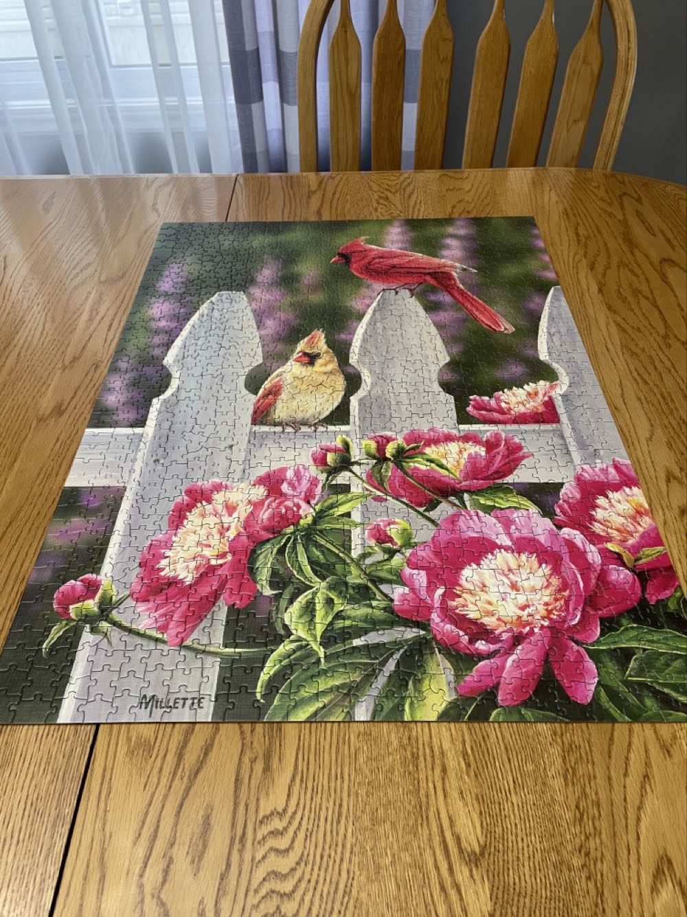 Cardinals And Peonies - Cobble Hill puzzle collectible [Barcode 625012800105] - Main Image 4