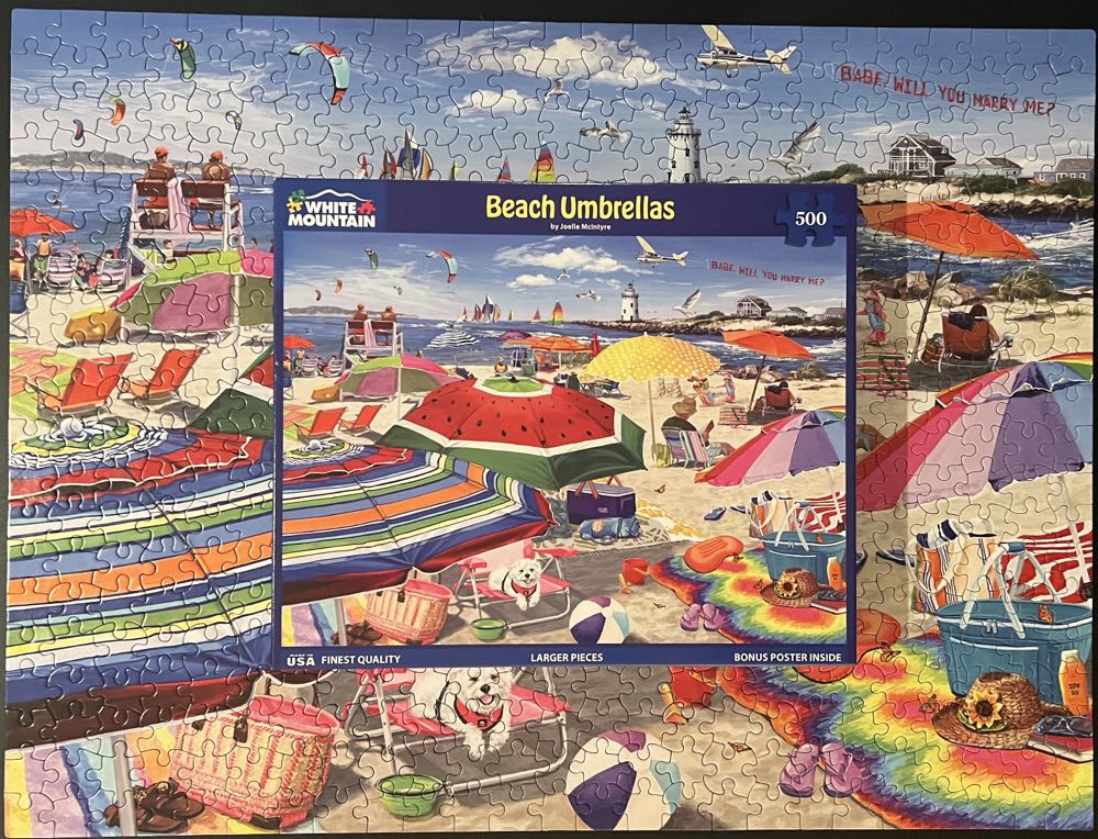 Beach Umbrellas - Edit - White Mountain puzzle collectible [Barcode 724819266494] - Main Image 4