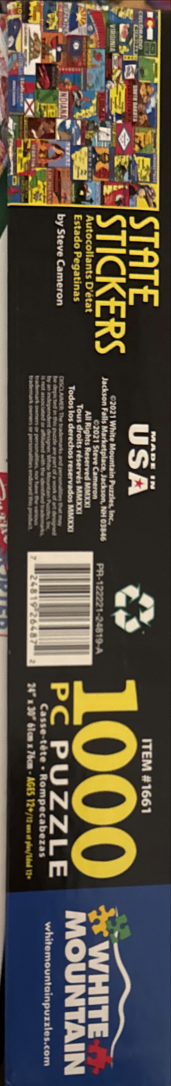 State Stickers - White Mountain Puzzles puzzle collectible [Barcode 724819264872] - Main Image 4