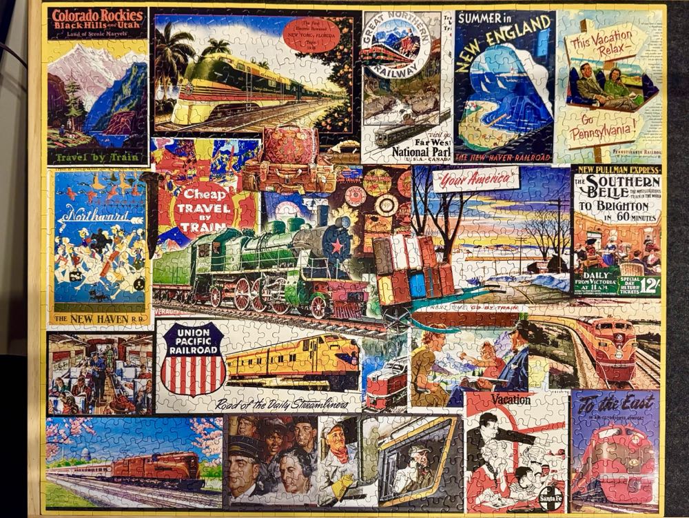 Travel By Train-DONATED-TRAVELERS - White Mountain Puzzles puzzle collectible [Barcode 724819258826] - Main Image 2