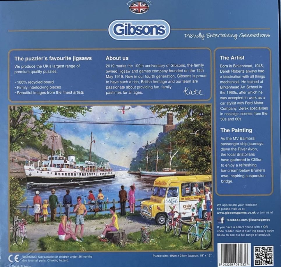 Clifton Bridge Bristol - Gibsons puzzle collectible [Barcode 5012269031232] - Main Image 2