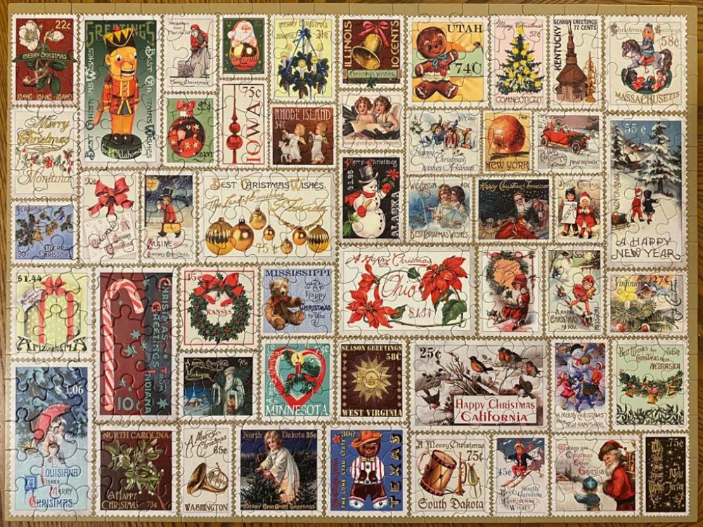 State Holiday Stamps - White Mountain Puzzles puzzle collectible [Barcode 724819260164] - Main Image 2