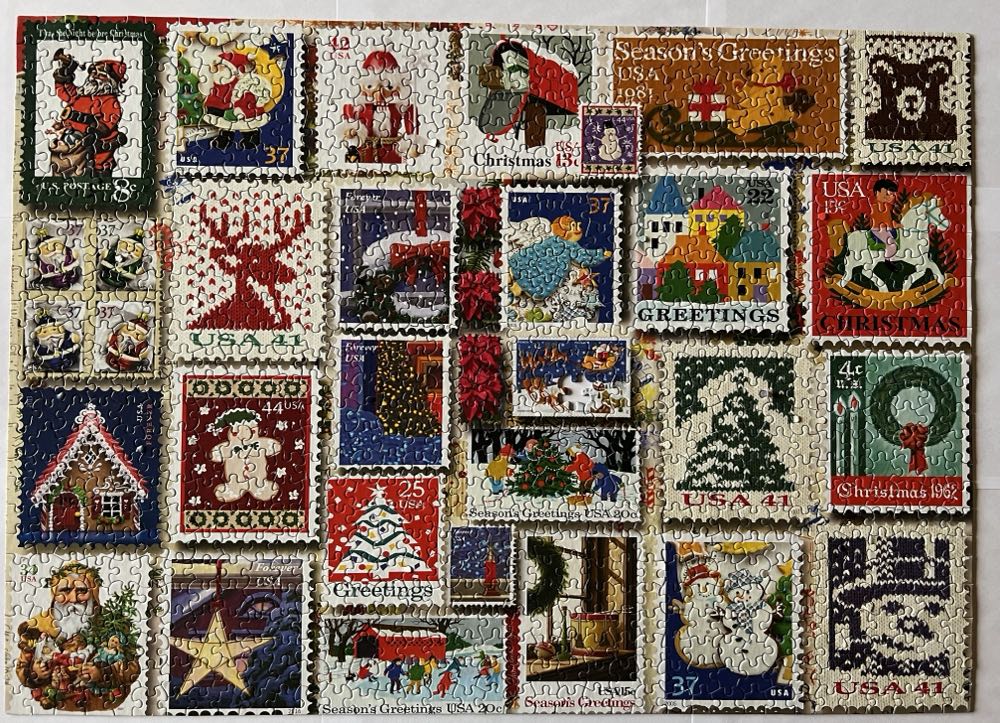 Christmas Stamps - White Mountain puzzle collectible [Barcode 724819260447] - Main Image 2