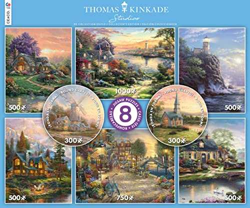 Ceaco 8 In 1 Multipack Thomas Kinkade 2 Round 300 Piece 4 550 Piece 1 750 Piece 1 Piece Jigsaw Puzzles  puzzle collectible [Barcode 021081370240] - Main Image 1