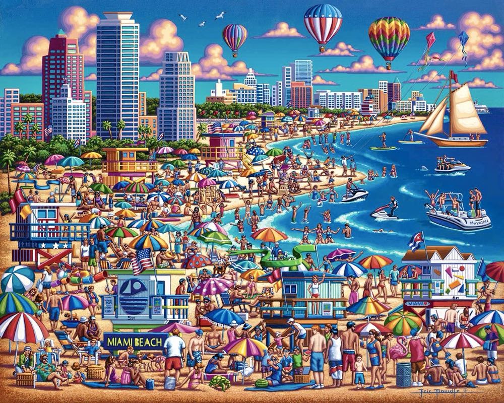 Miami Beach - Dowdle Folk Art puzzle collectible [Barcode 671095203647] - Main Image 2