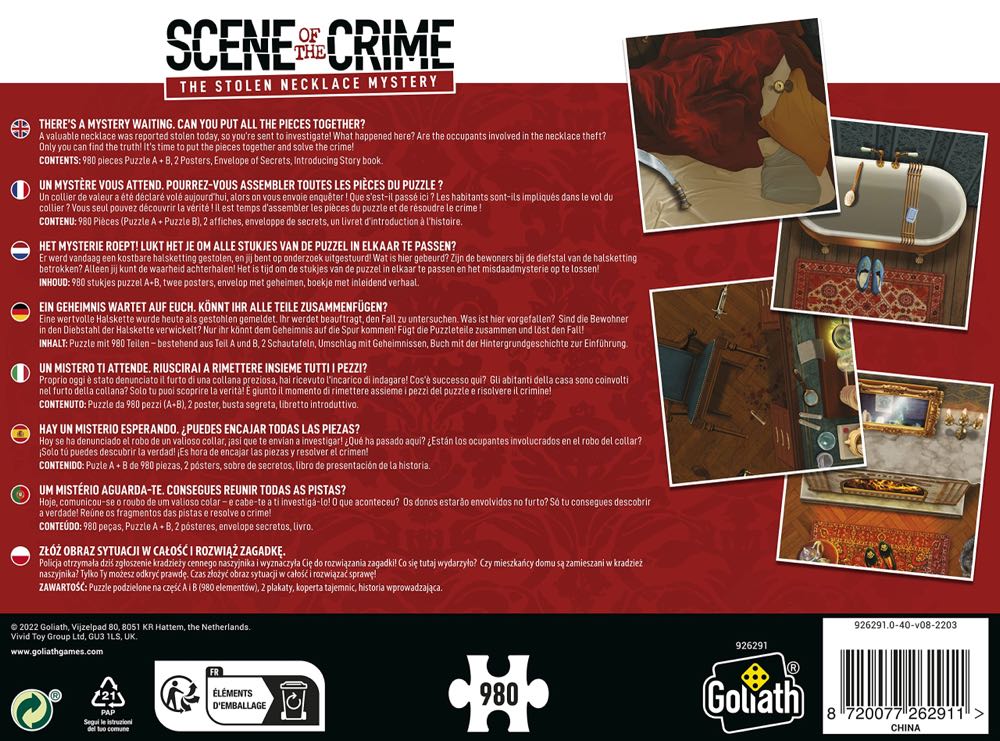 Scene Of The Crime - The Stolen Necklace Mystery - goliath puzzle collectible [Barcode 8720077262911] - Main Image 2