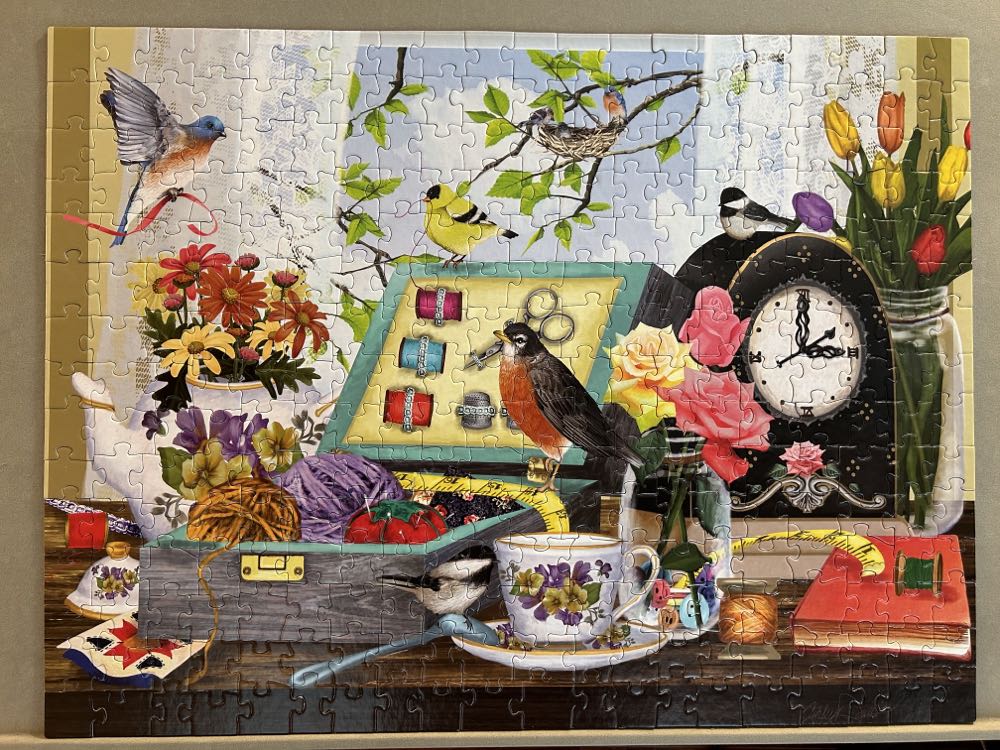 Sewing Kit and Teacup - SunsOut puzzle collectible [Barcode 796780550520] - Main Image 2