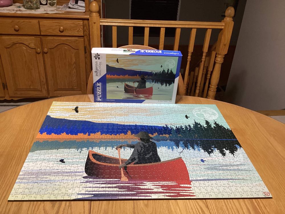 Canadian Art Prints Lone Canoe - Indigenous Art puzzle collectible [Barcode 772665430200] - Main Image 2