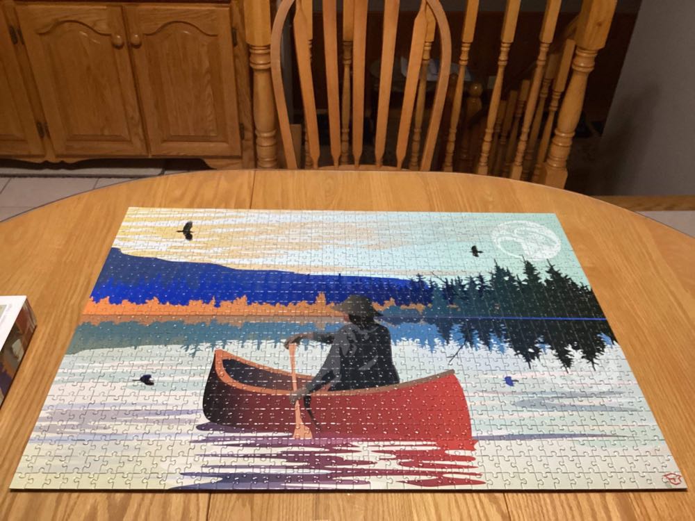 Canadian Art Prints Lone Canoe - Indigenous Art puzzle collectible [Barcode 772665430200] - Main Image 3