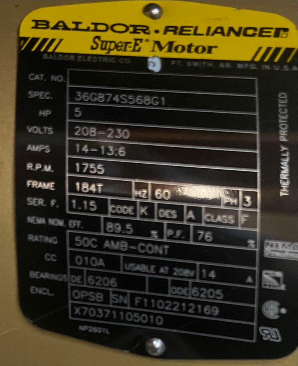 5 HP 208/230 1755 184T 14-13.6 AMP  puzzle collectible - Main Image 2