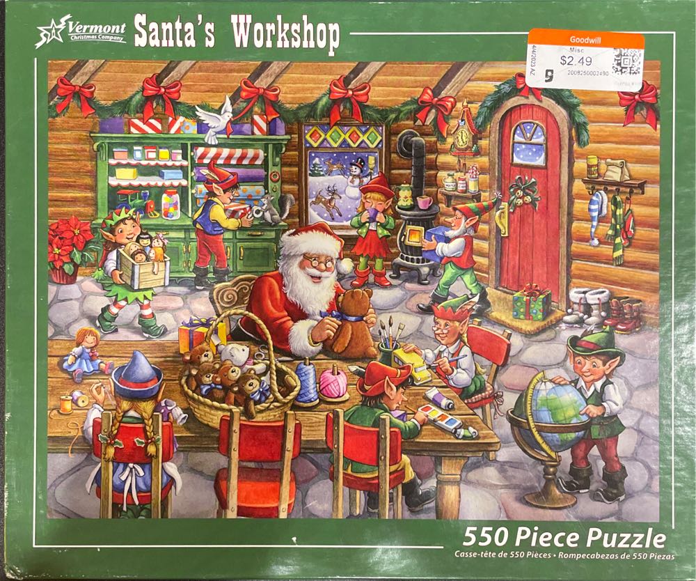 Santa’s Workshop Jigsaw Puzzle 550 Piece - Vermont Christmas Company 🇺🇸 puzzle collectible [Barcode 871241004788] - Main Image 2