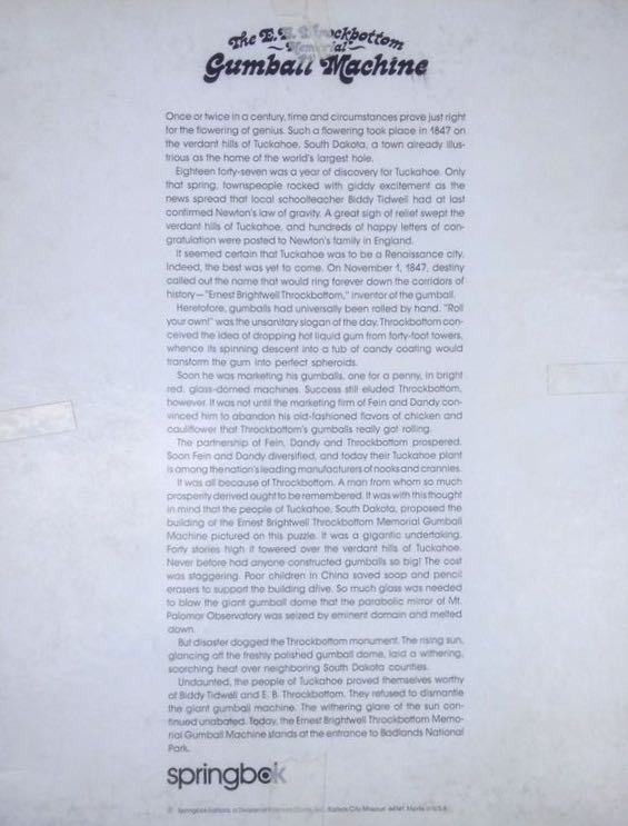 The E.B. Throckbottom Memorial Gumball Machine - Springbok (Vintage) puzzle collectible - Main Image 2