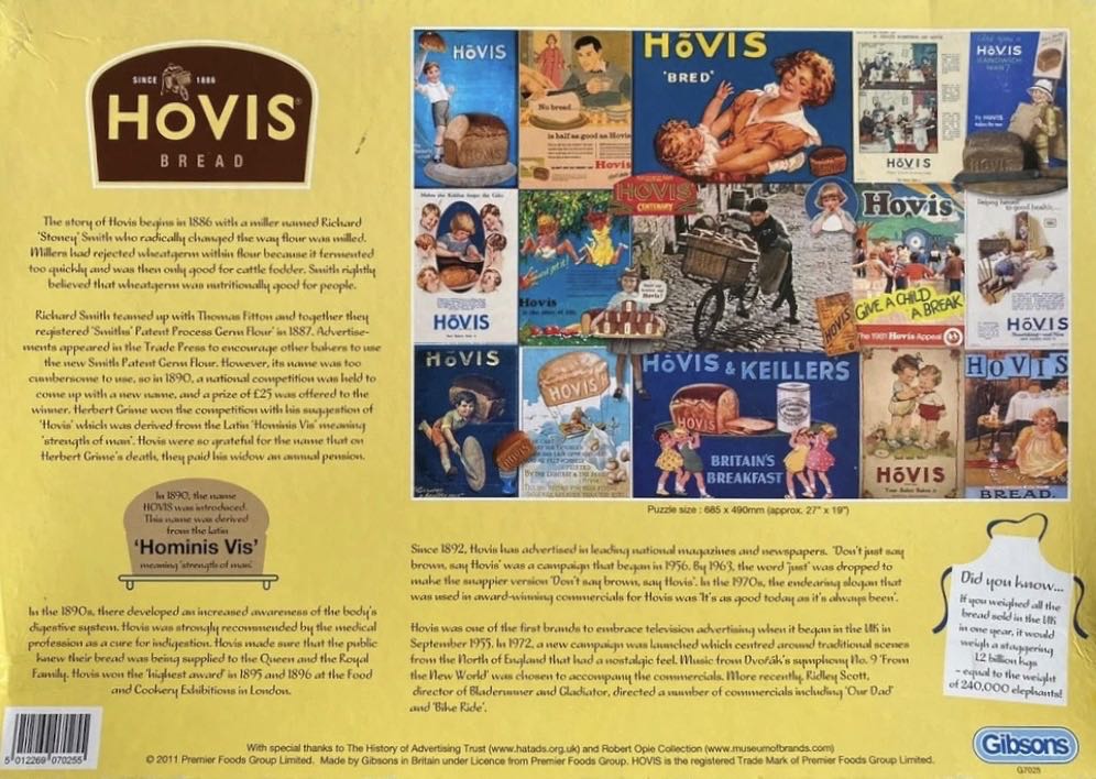 Hovis Heritage - Gibsons puzzle collectible [Barcode 5012269070255] - Main Image 2