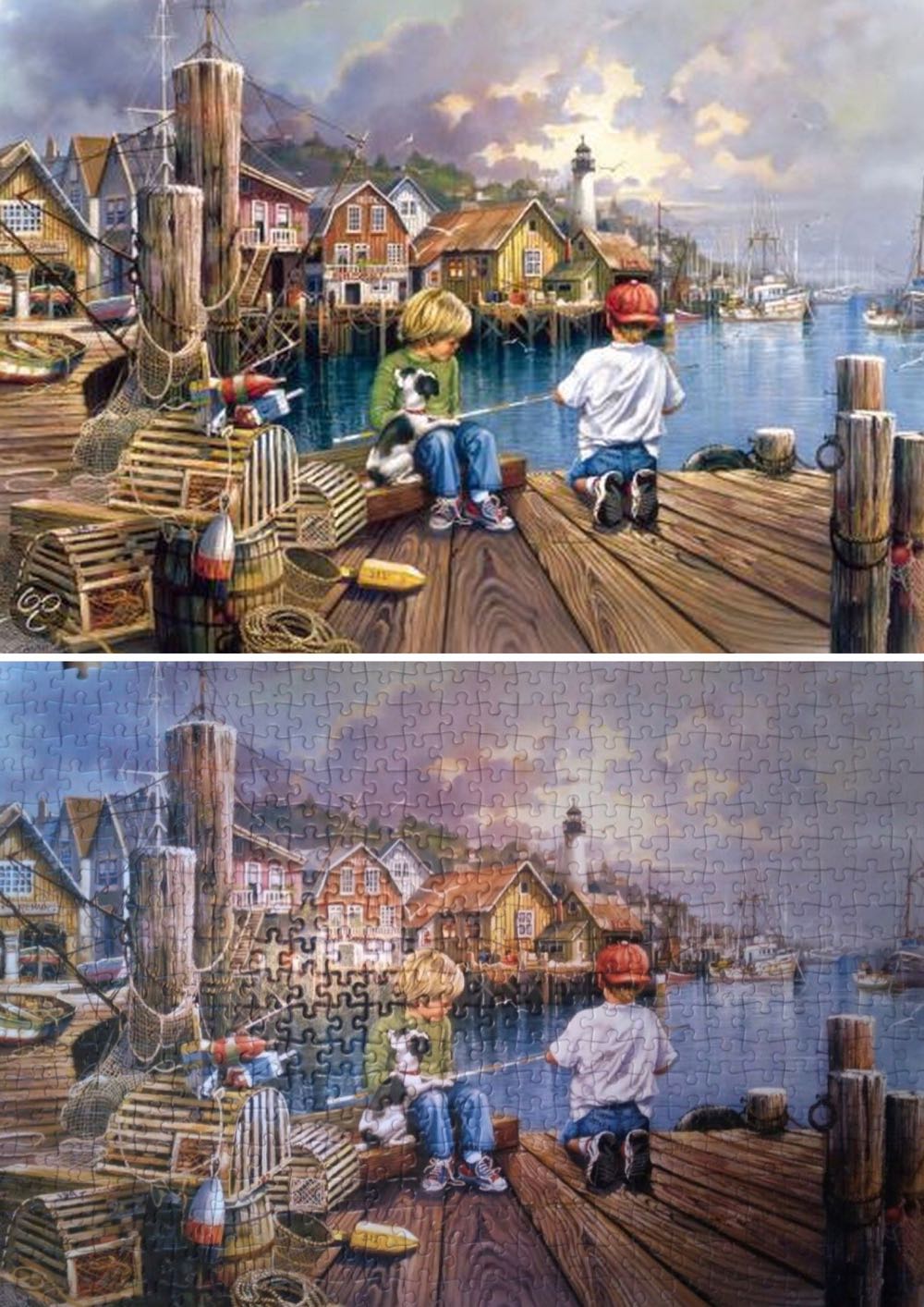 Fishing By The Sea - Falcon de luxe puzzle collectible [Barcode 8710126110485] - Main Image 3