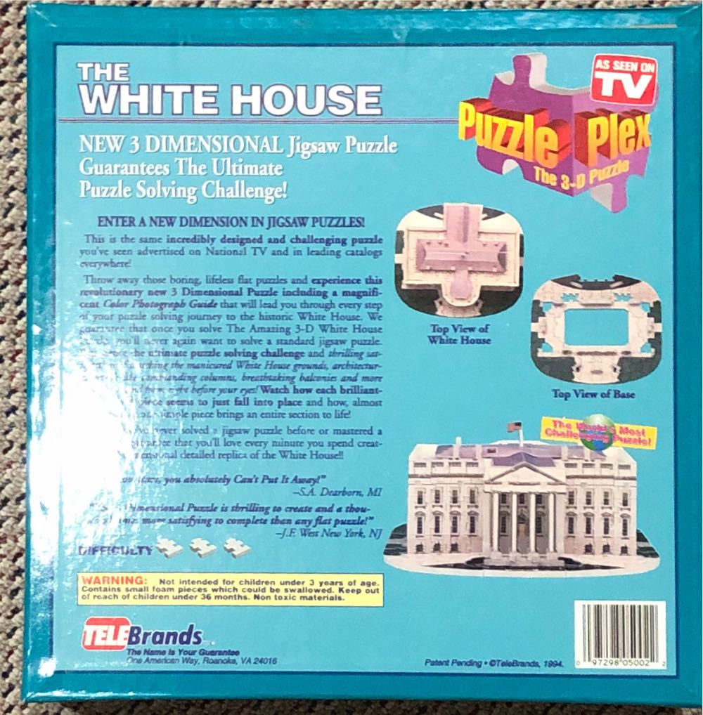 The White House 3d Puzzle - Telebrands puzzle collectible [Barcode 097298050022] - Main Image 2