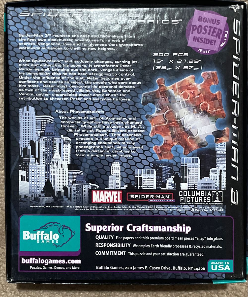Marvel - Black Spiderman 3 Photomosaic - Buffalo Games & Puzzles puzzle collectible [Barcode 079346024223] - Main Image 2
