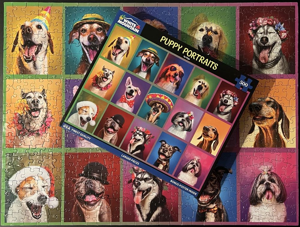 Puppy Portraits  - White Mountain puzzle collectible [Barcode 724819266982] - Main Image 4