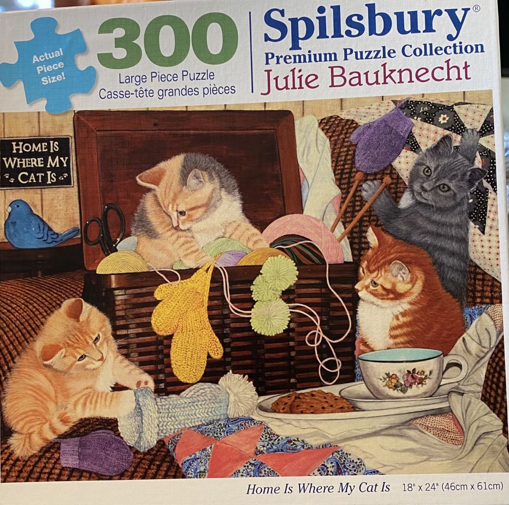 300 Piece J.baukneht Art Puzzle ”home Is Where My Cat Is” 18”x 24” Large Pieces - Spillsbury Puzzle Co. puzzle collectible [Barcode 810061441700] - Main Image 2