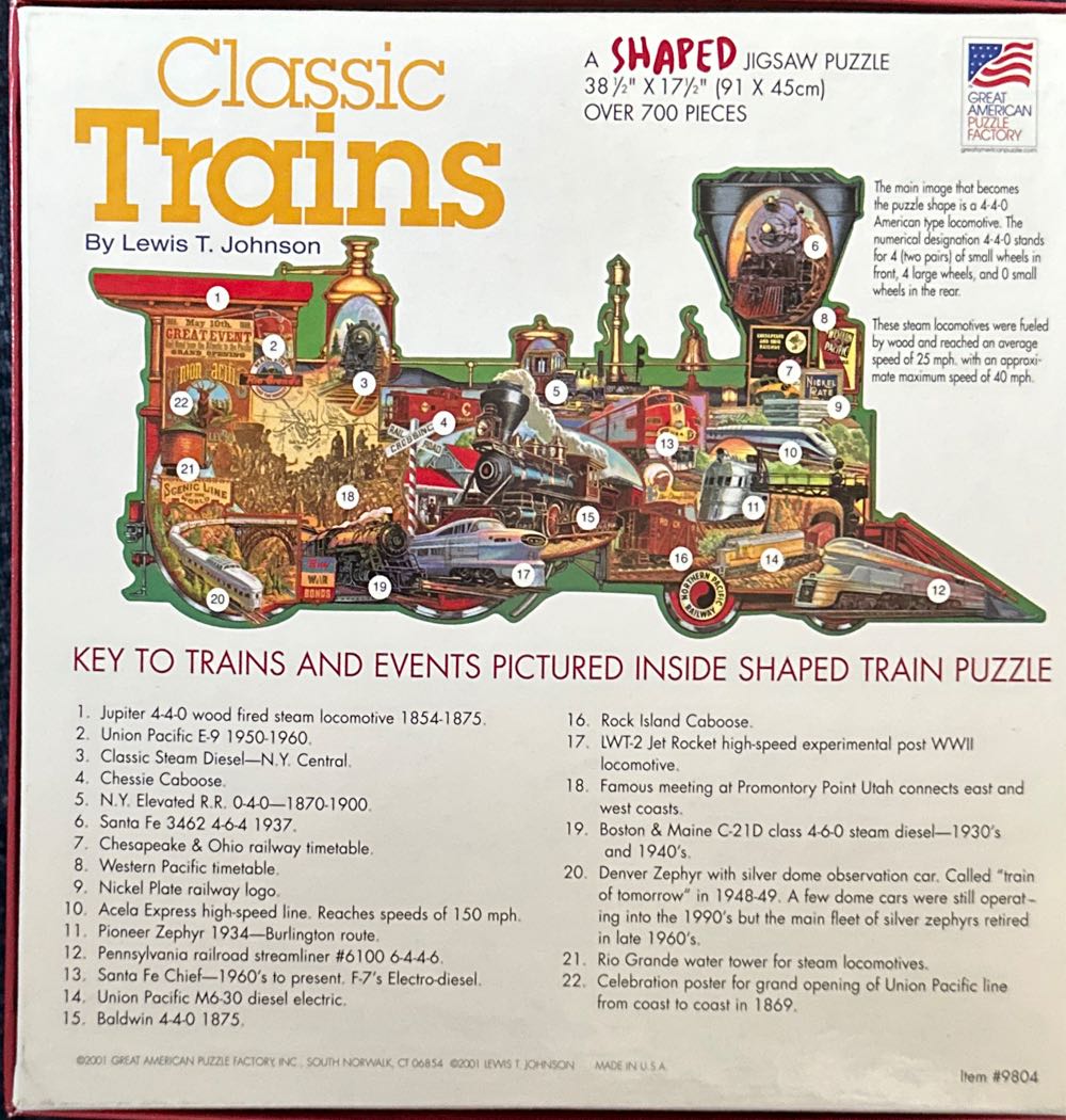 Classic Trains (UV) - Great American Puzzle Factory puzzle collectible [Barcode 010563098048] - Main Image 2