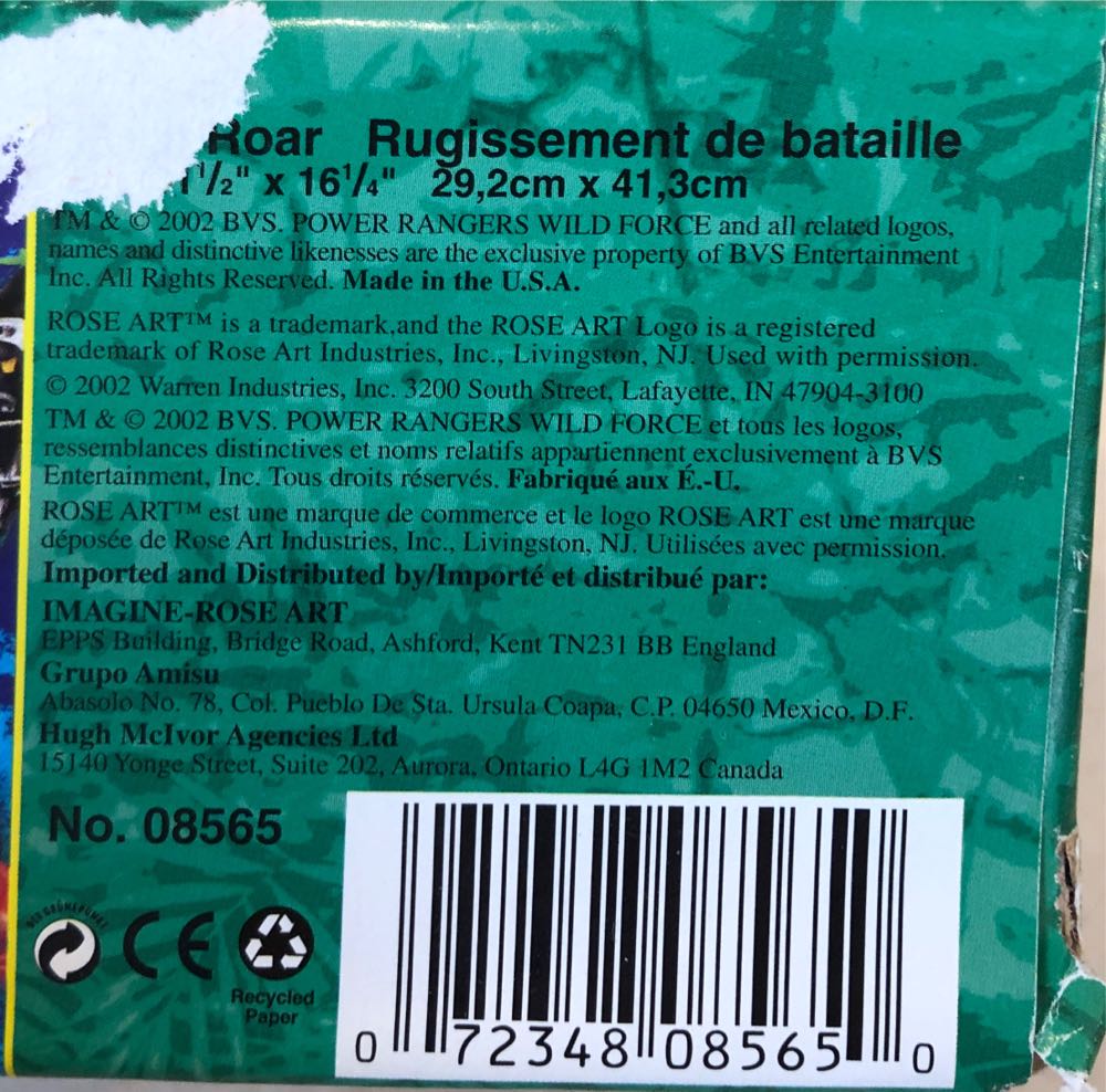 Power Rangers Lost Galaxy 100 Pieces Roseart Complete Piece Time Force 2000 Vintage In Space Red Blue Green Ranger 2001 - Roseart puzzle collectible [Barcode 072348085650] - Main Image 2