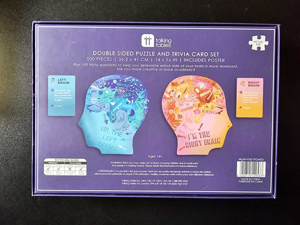 Left Brain Right Brain - Talking Tables puzzle collectible [Barcode 5052715129533] - Main Image 2