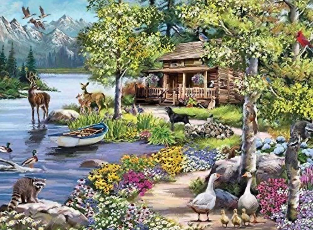 Cabin By The Lake (UV) 🧩 - Bits And Pieces puzzle collectible [Barcode 192949048691] - Main Image 2