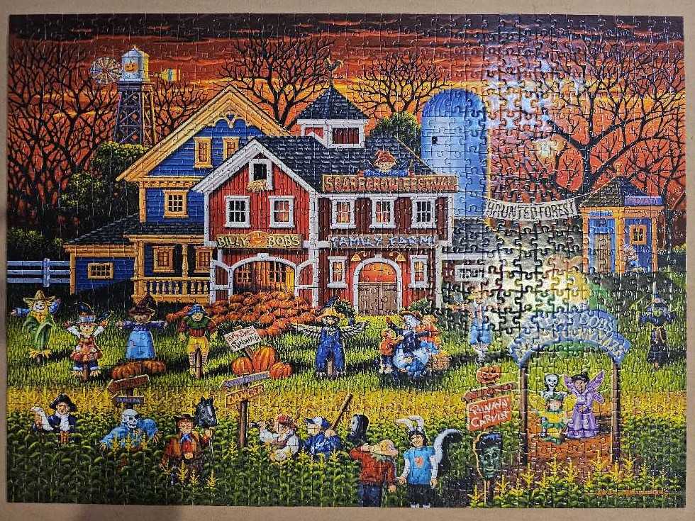 Scarecrow Festival - Dowdle Folk Art puzzle collectible [Barcode 671095402095] - Main Image 2
