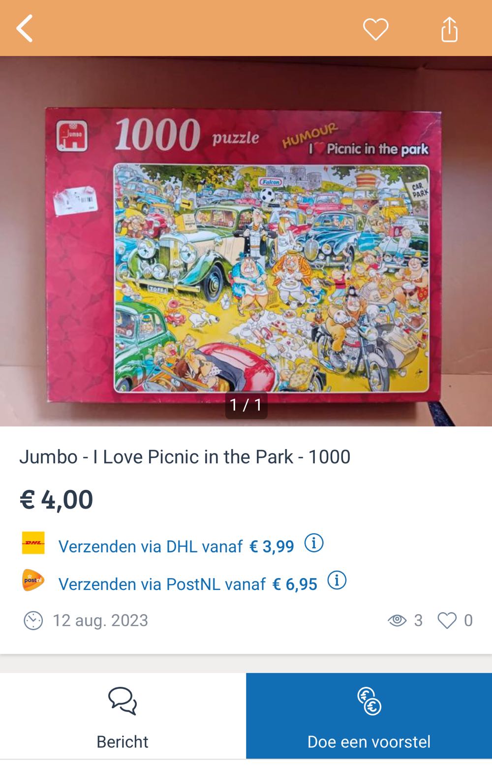 I ❤️ Picnic in the Park - Jumbo puzzle collectible [Barcode 8710126156285] - Main Image 4
