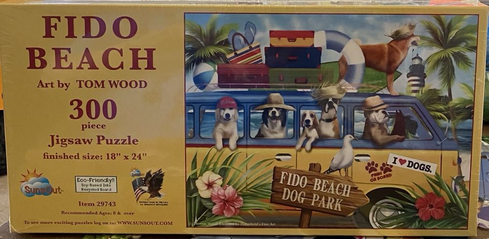 Sunsout Inc Fido Beach 300 Pc Jigsaw Puzzle By Artist: Tom Wood Finished Size 18” X 24” Mpn# 29743 - SunsOut puzzle collectible [Barcode 796780297432] - Main Image 2