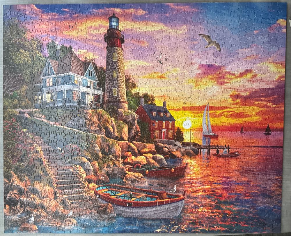 Lighthouse Sunset - White Mountain puzzle collectible [Barcode 724819263783] - Main Image 2