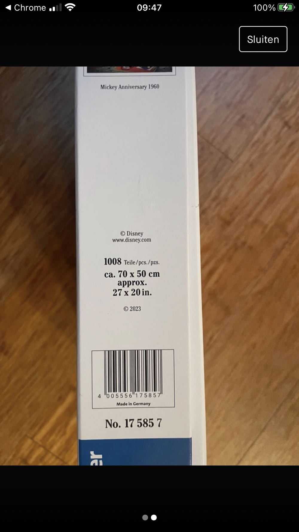 Mickey Anniversary 1960 - Ravensburger puzzle collectible [Barcode 4005556175857] - Main Image 4