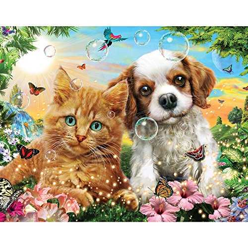 Bits And Pieces 100 Piece Large Piece Family Jigsaw Puzzle For Adults & Kids 15” X 19” Kitten & Puppy 100 Pc Cute Baby Animals Dog Cat Jigsaw By Adrian Chesterman  puzzle collectible [Barcode 192949000125] - Main Image 1