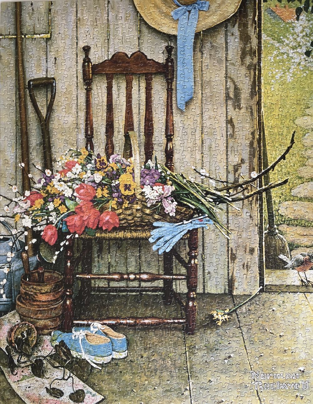 Spring Flowers - Milton Bradley puzzle collectible [Barcode 032244048685] - Main Image 2