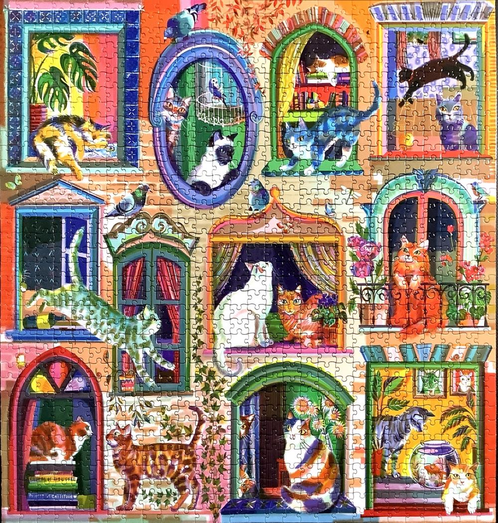 Cats In Windows  - eeBoo 🇺🇸 puzzle collectible [Barcode 689196514616] - Main Image 2