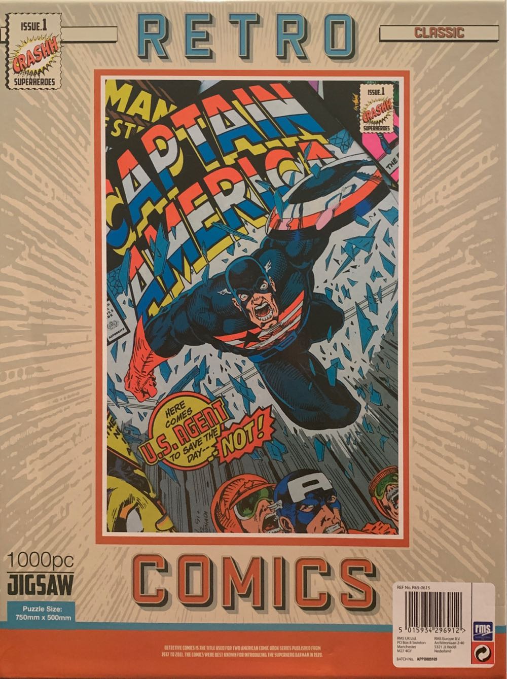 Retro Comics: Issue1 - Superheroes - Captain America - RMS International puzzle collectible [Barcode 5015934296912] - Main Image 2