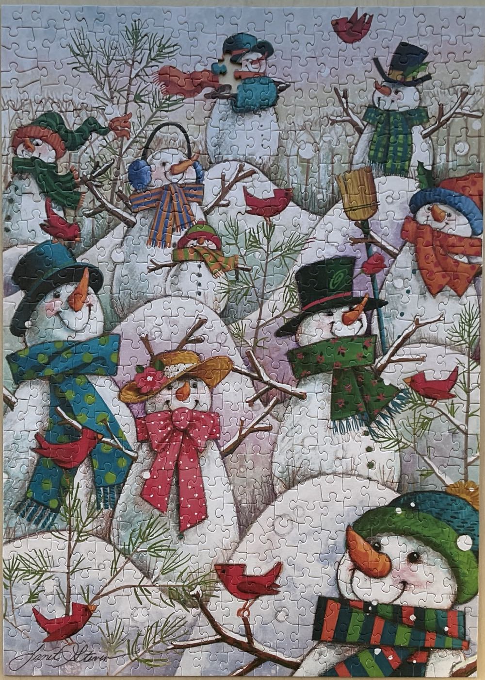 Hill of a Lot of Snowmen - Cobble Hill puzzle collectible [Barcode 625012450287] - Main Image 2