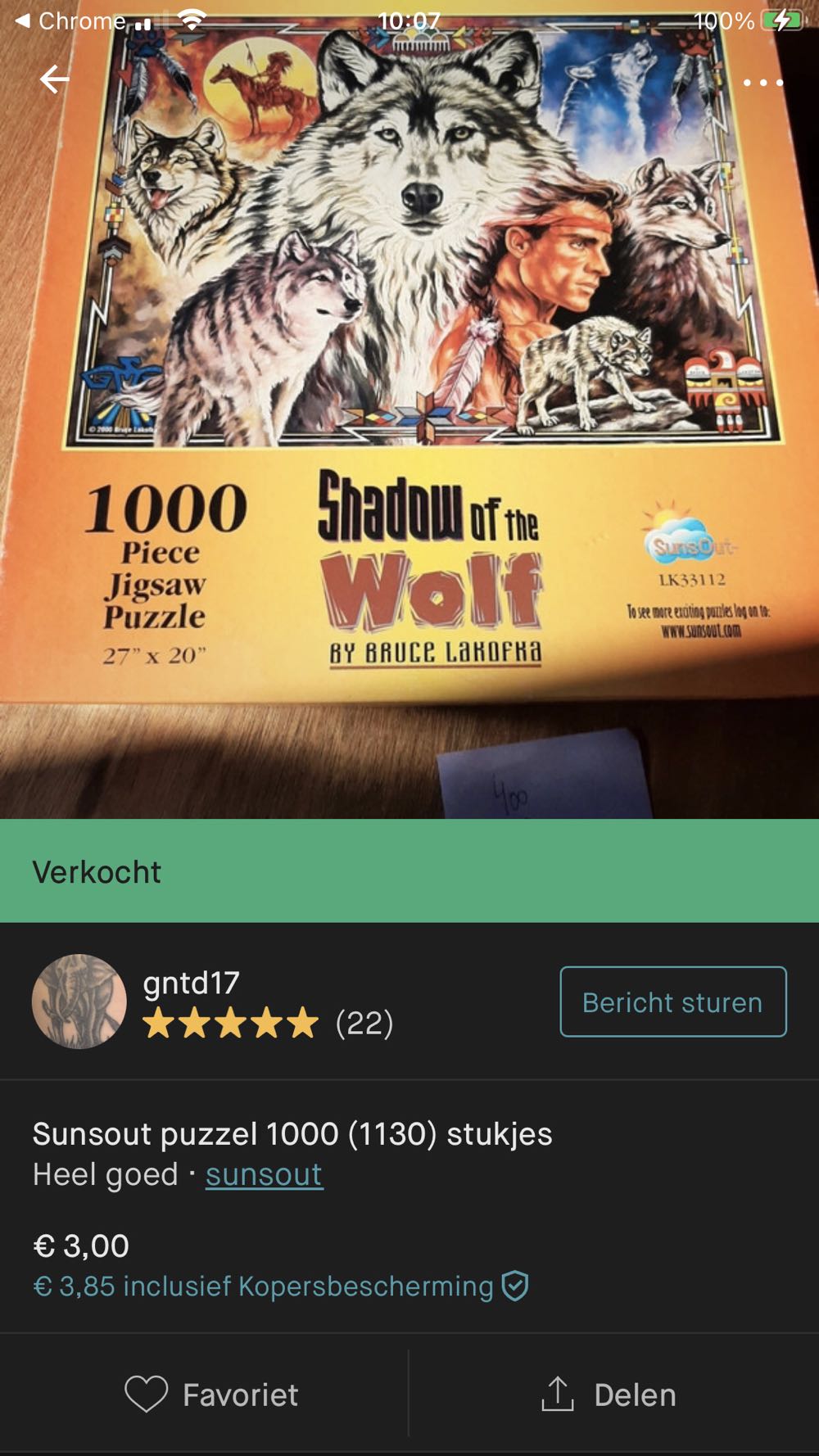 Shadow Of The Wolf - SunsOut puzzle collectible [Barcode 796780331129] - Main Image 4