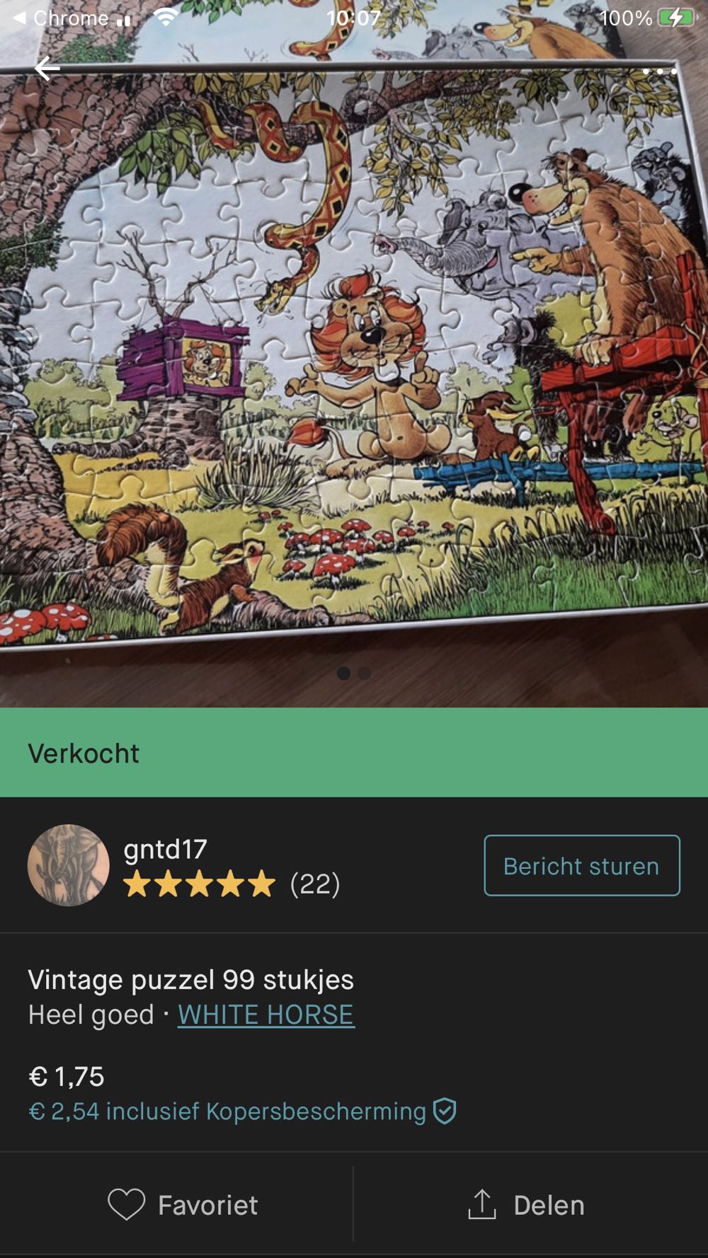 Vintage Loekie de Leeuw 🟦 - White Horse puzzle collectible - Main Image 4