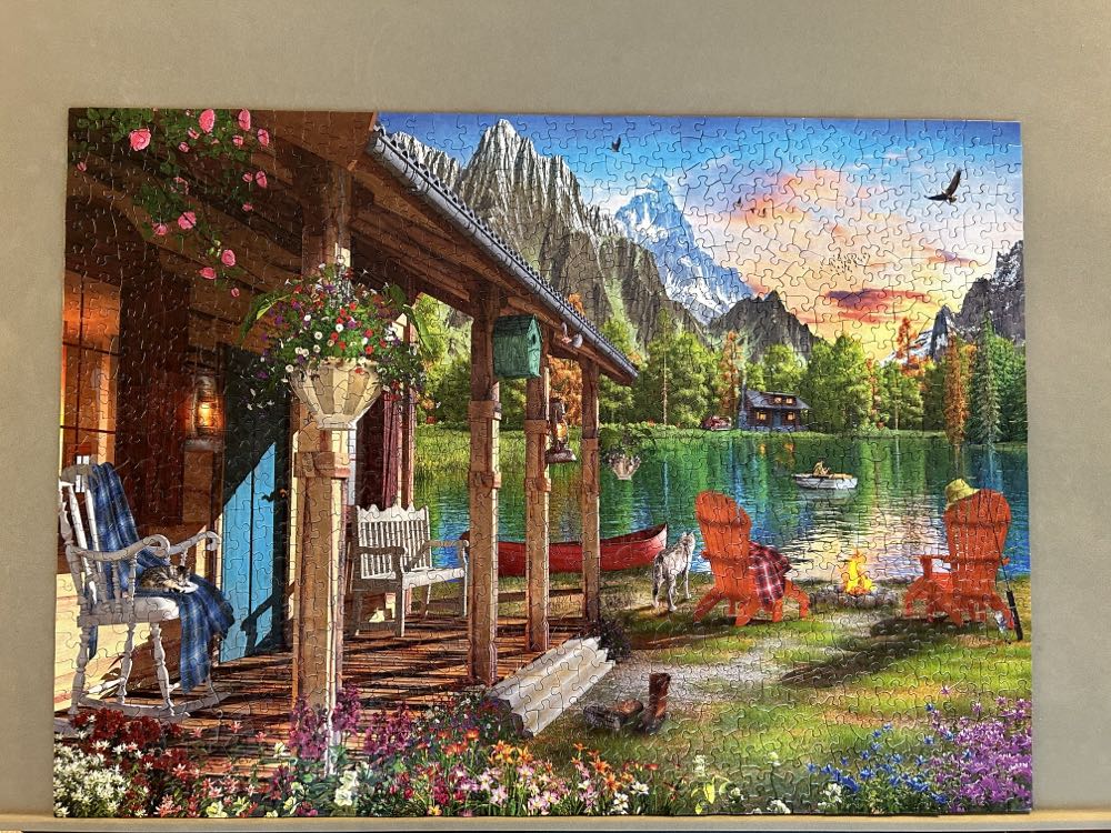 Cabin by the Lake - Vermont Christmas Company puzzle collectible [Barcode 819273023827] - Main Image 2