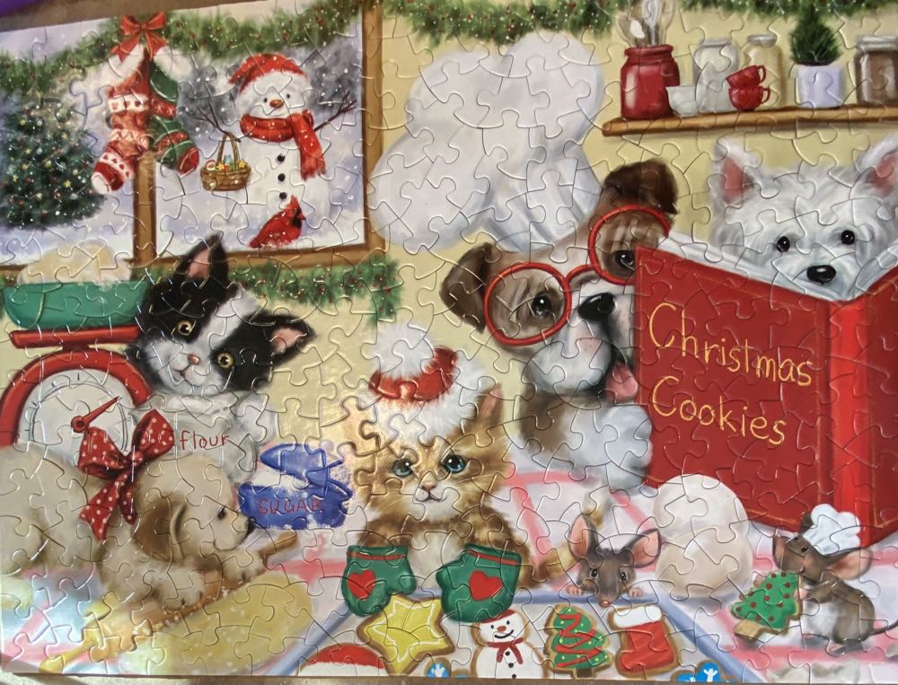 Dogs And Cats Making Christmas Cookies - Bits And Pieces puzzle collectible [Barcode 192949055217] - Main Image 2