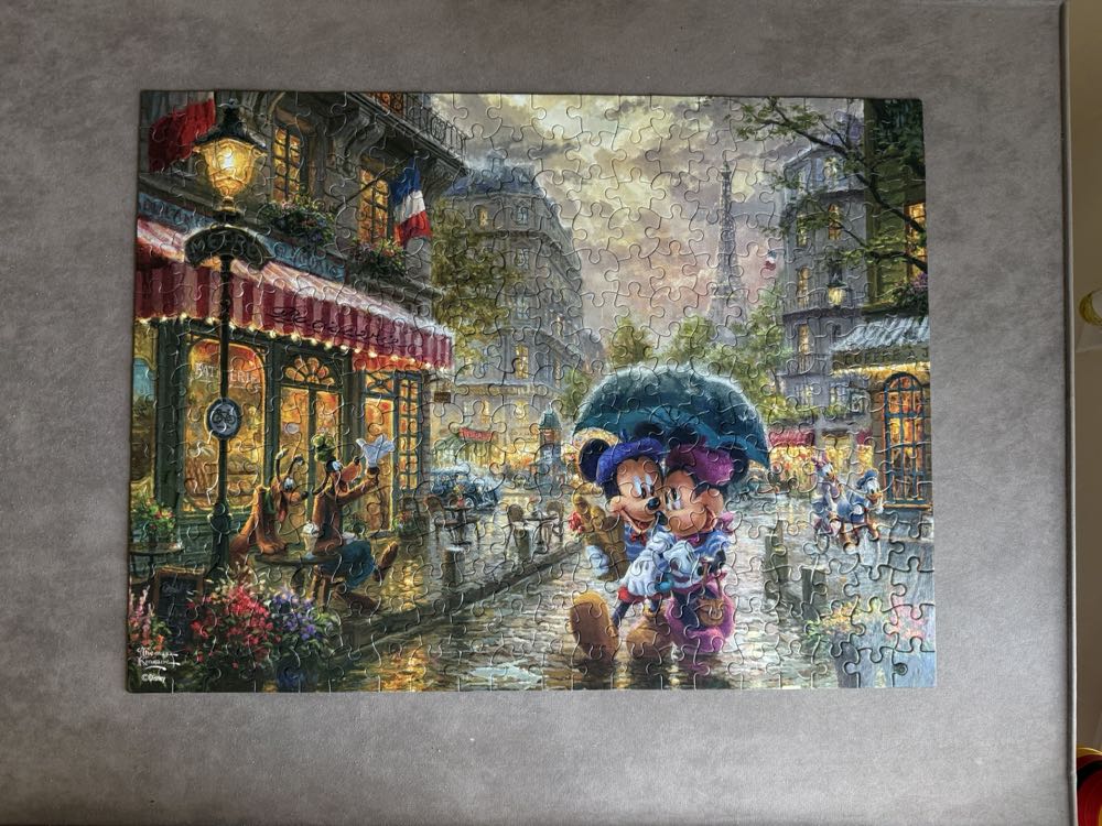 Thomas Kinkade: Disney’s Mickey And Minnie In Paris - Ceaco puzzle collectible [Barcode 021081221733] - Main Image 2