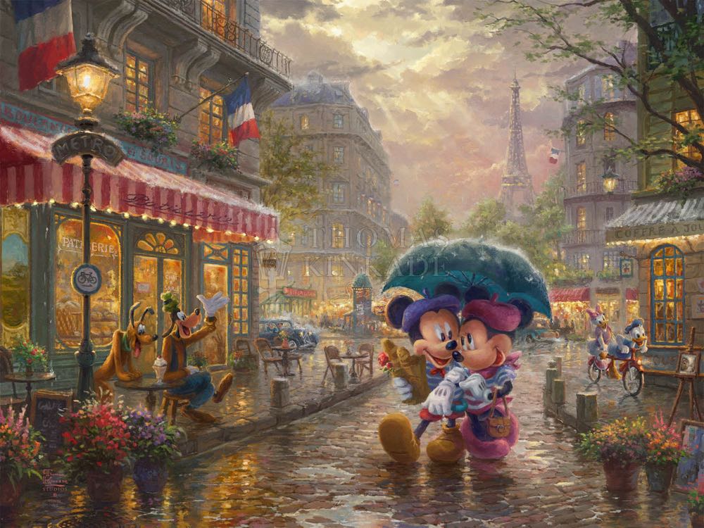 Thomas Kinkade: Mickey & Minnie In Paris - Disney Thomas Kinkade puzzle collectible - Main Image 2
