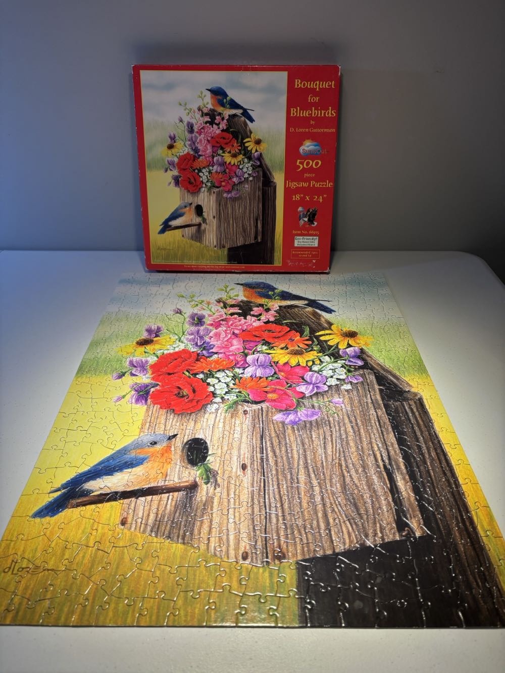 Bouquet For Bluebirds (BAV)🧩 - SunsOut puzzle collectible [Barcode 796780669154] - Main Image 2