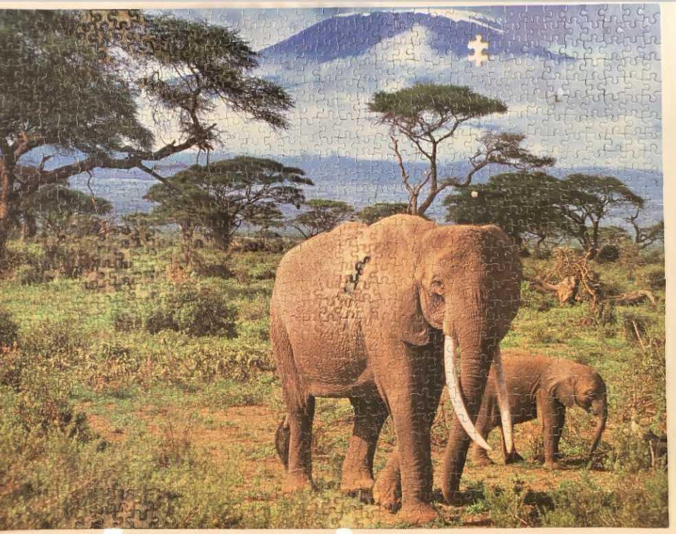Mother And Baby Elephant Tanzania, Africa - Big Ben puzzle collectible [Barcode 032244049620] - Main Image 2